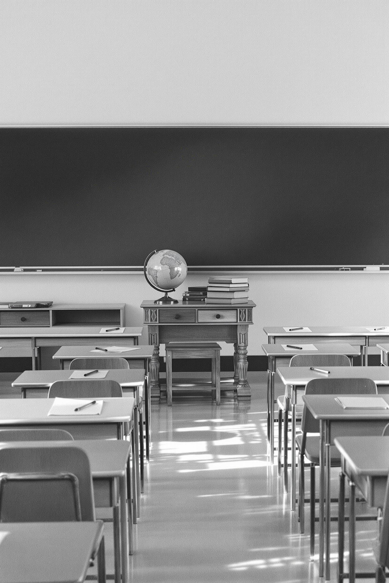 Sala de aula preparada para aprendizagem
